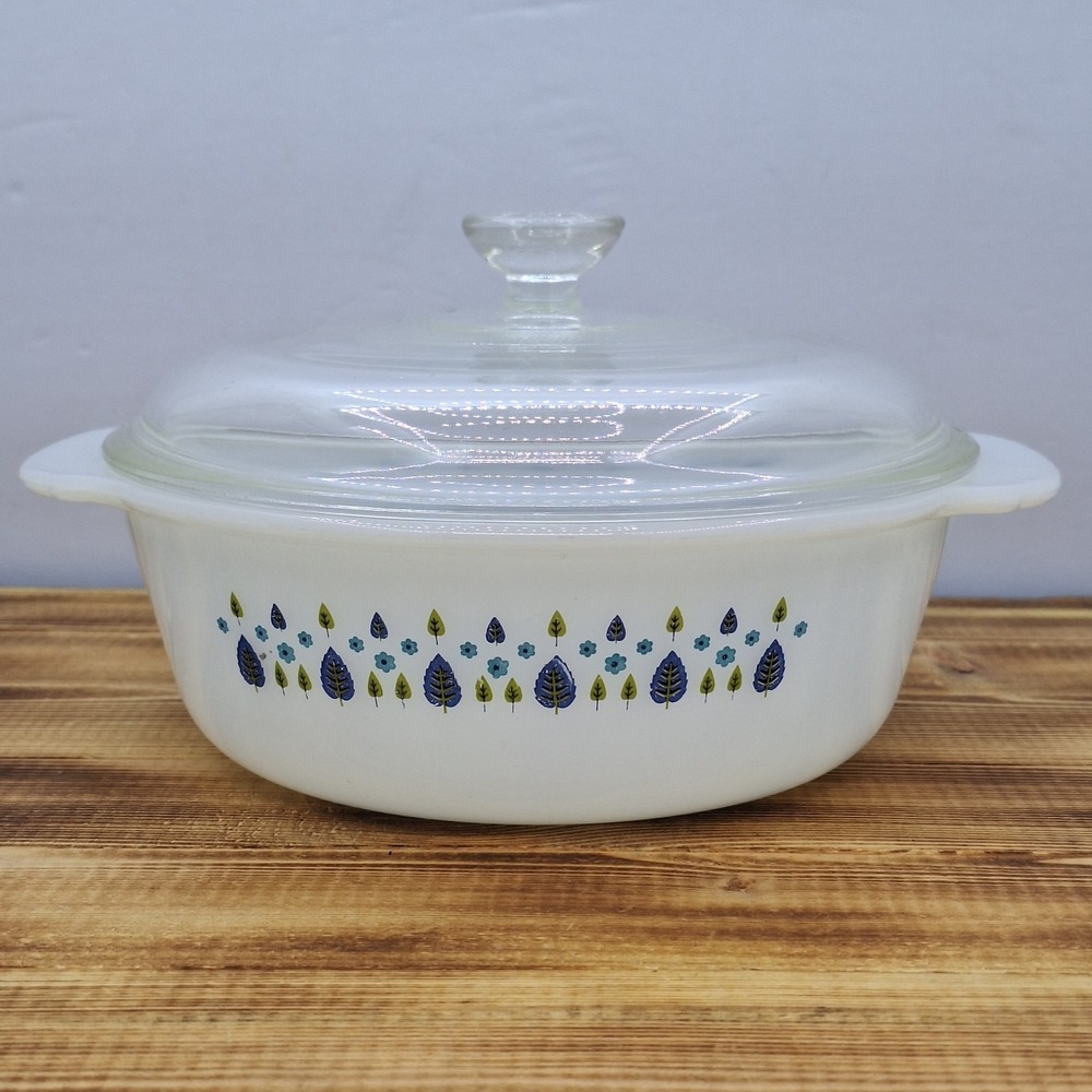 Vintage Fire-King~Swiss Alpine 1 Qt. Baking Dish With Lid #446~Anchor‎ Hocking